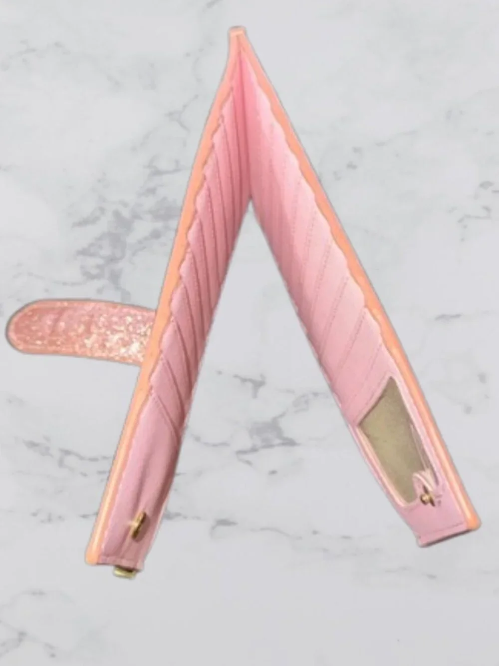 Rose Gold Glitter Wallet with Snap Closure